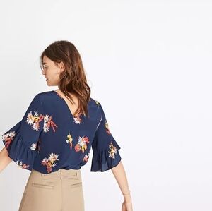 Madewell Silk Ruffle-Sleeve Top